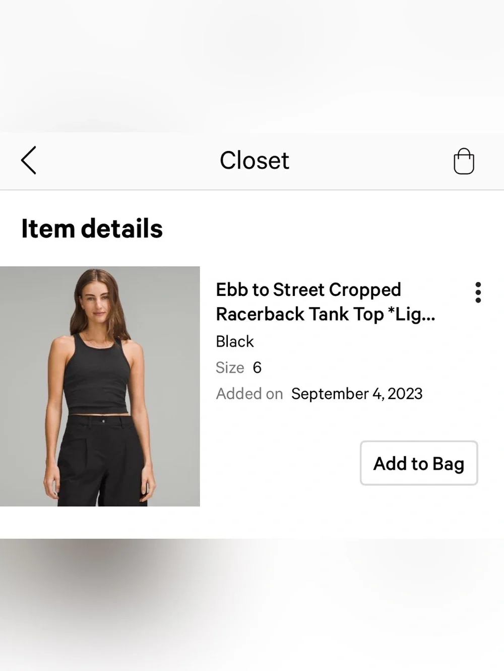 Lululemon Ebb to Street cropped Tank